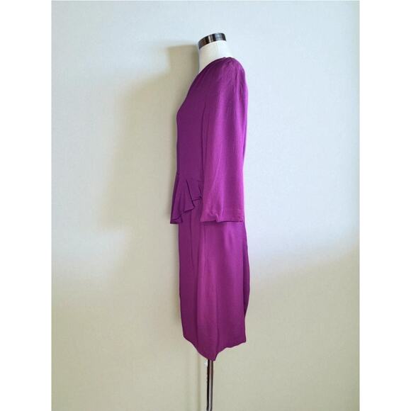 Vintage 1940s Dress Peplum Sequined Plus Sized Crepe Sequin Purple XL 1X - Picture 2 of 8